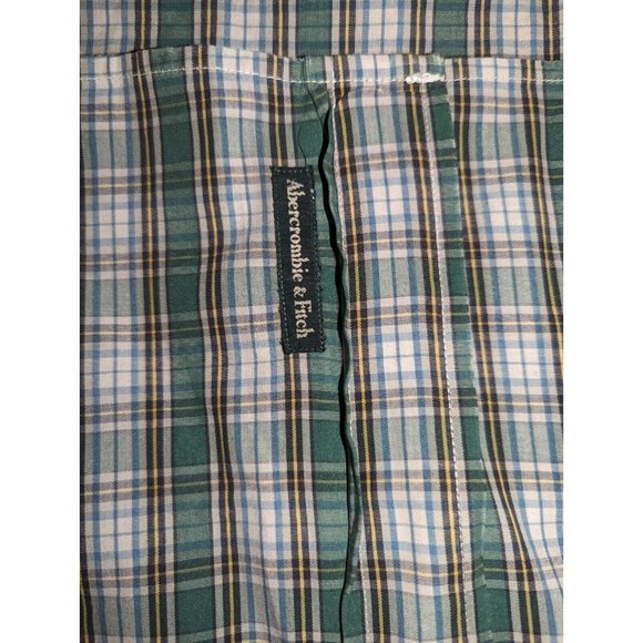 Abercrombie & Fitch Shirt Mens Medium Green Plaid Long Sleeve Button Up - Picture 3 of 6